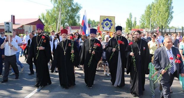 Духовенство Чаплыгинского благочиния приняло участие в праздничном марше в честь Дня Победы